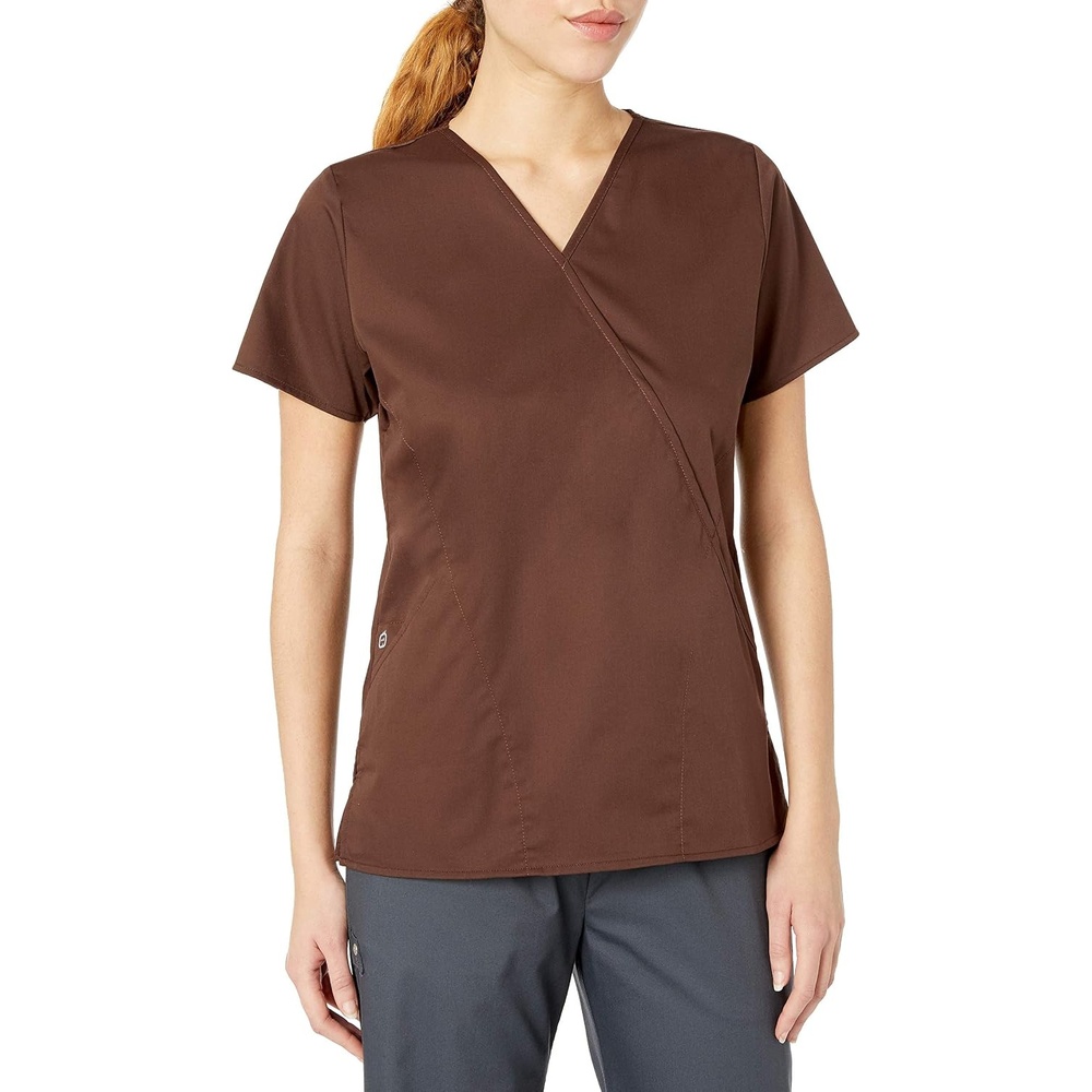 Wink W123 Women’s Mock Wrap Scrub Top(Chocolate)