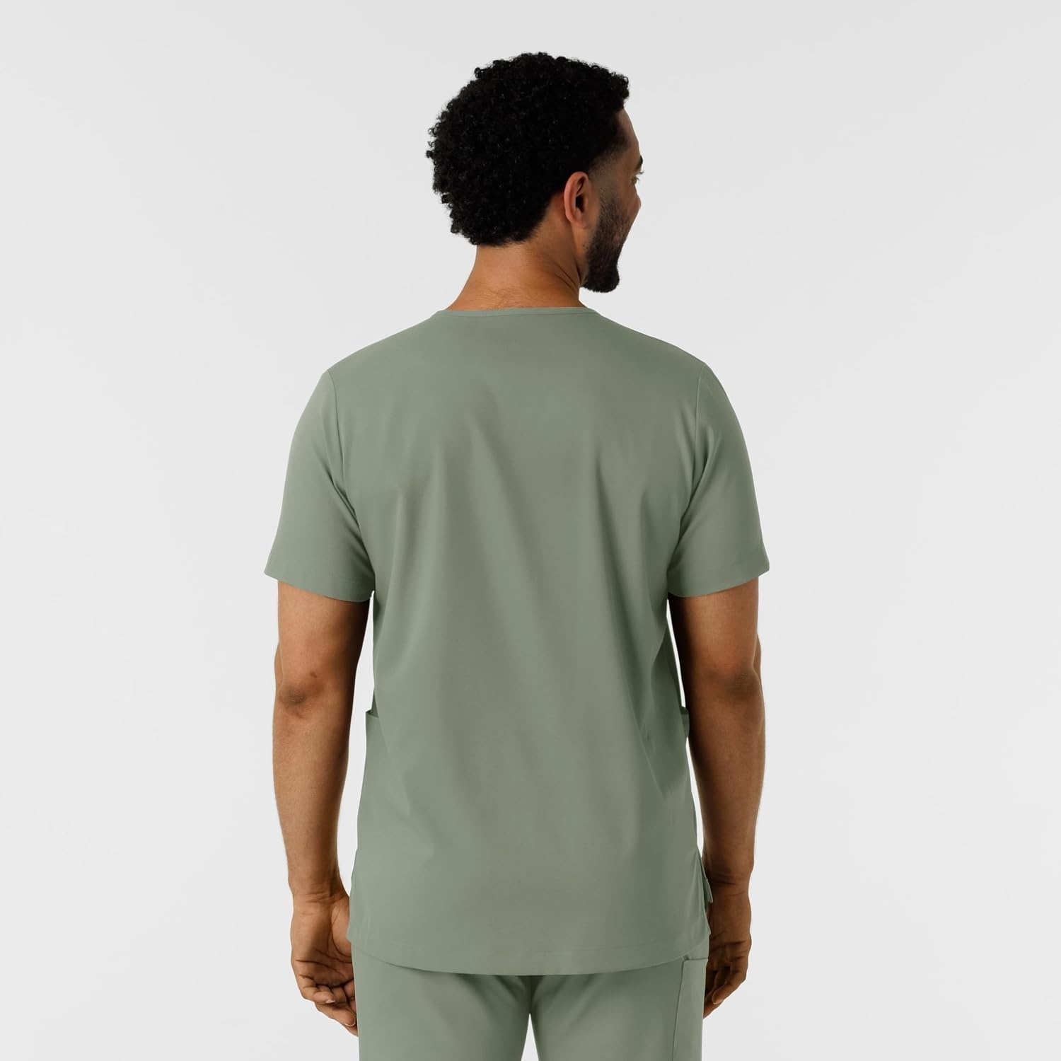 Wink Boundless Men’s Multi Pocket V-Neck Scrub Top(Sage)