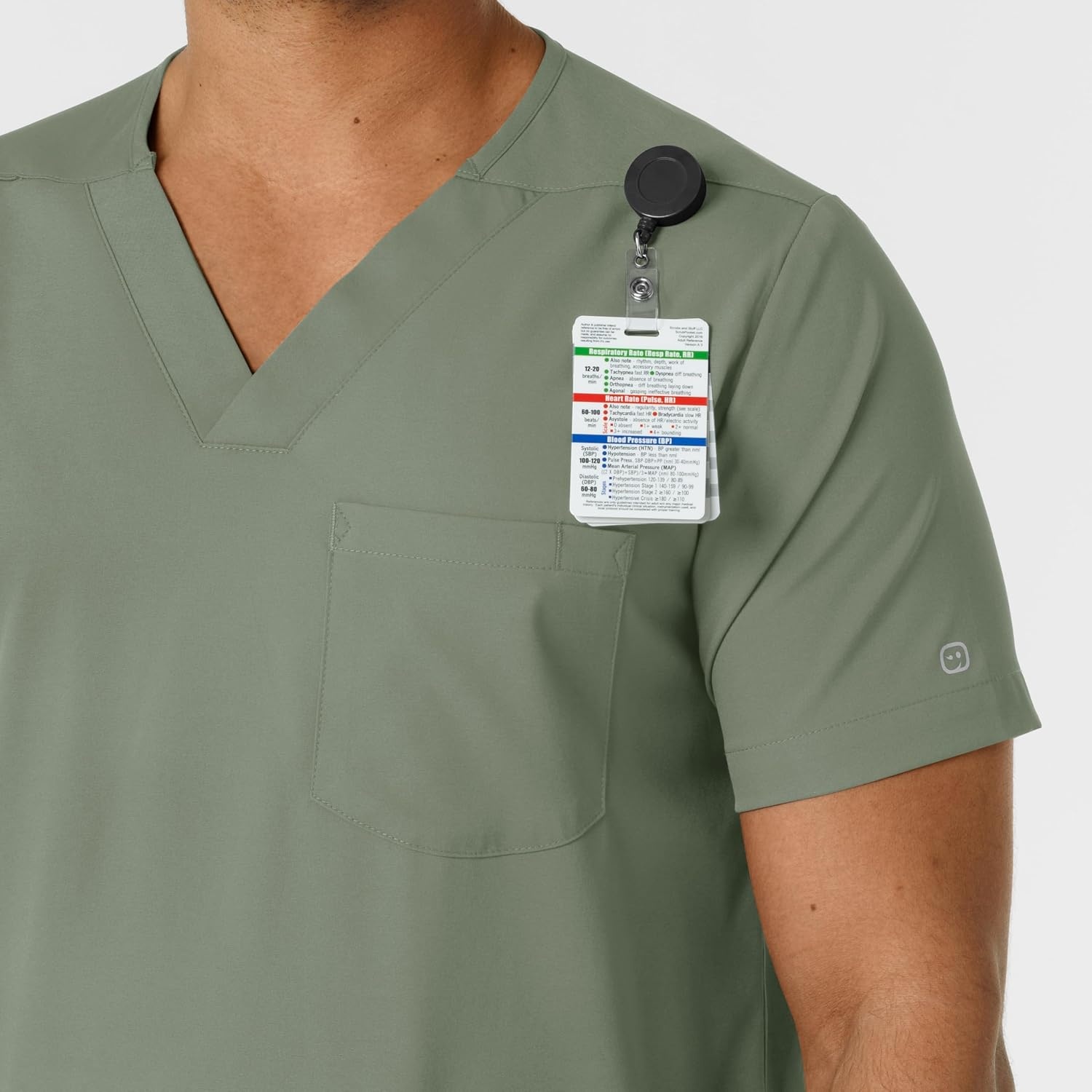 Wink Boundless Men’s Multi Pocket V-Neck Scrub Top(Sage)