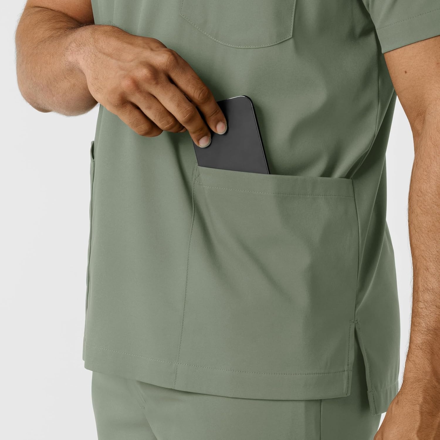 Wink Boundless Men’s Multi Pocket V-Neck Scrub Top(Sage)