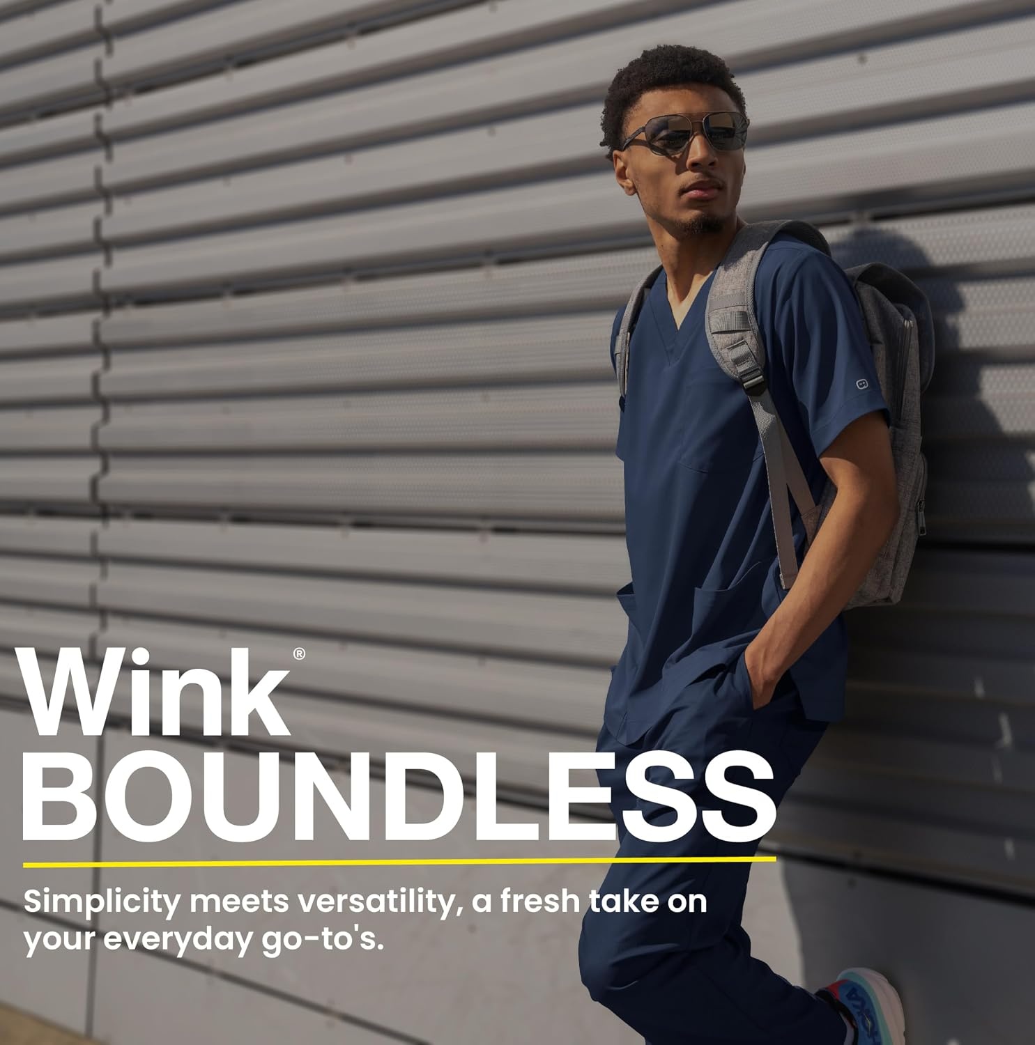 Wink Boundless Men’s Multi Pocket V-Neck Scrub Top(Sage)