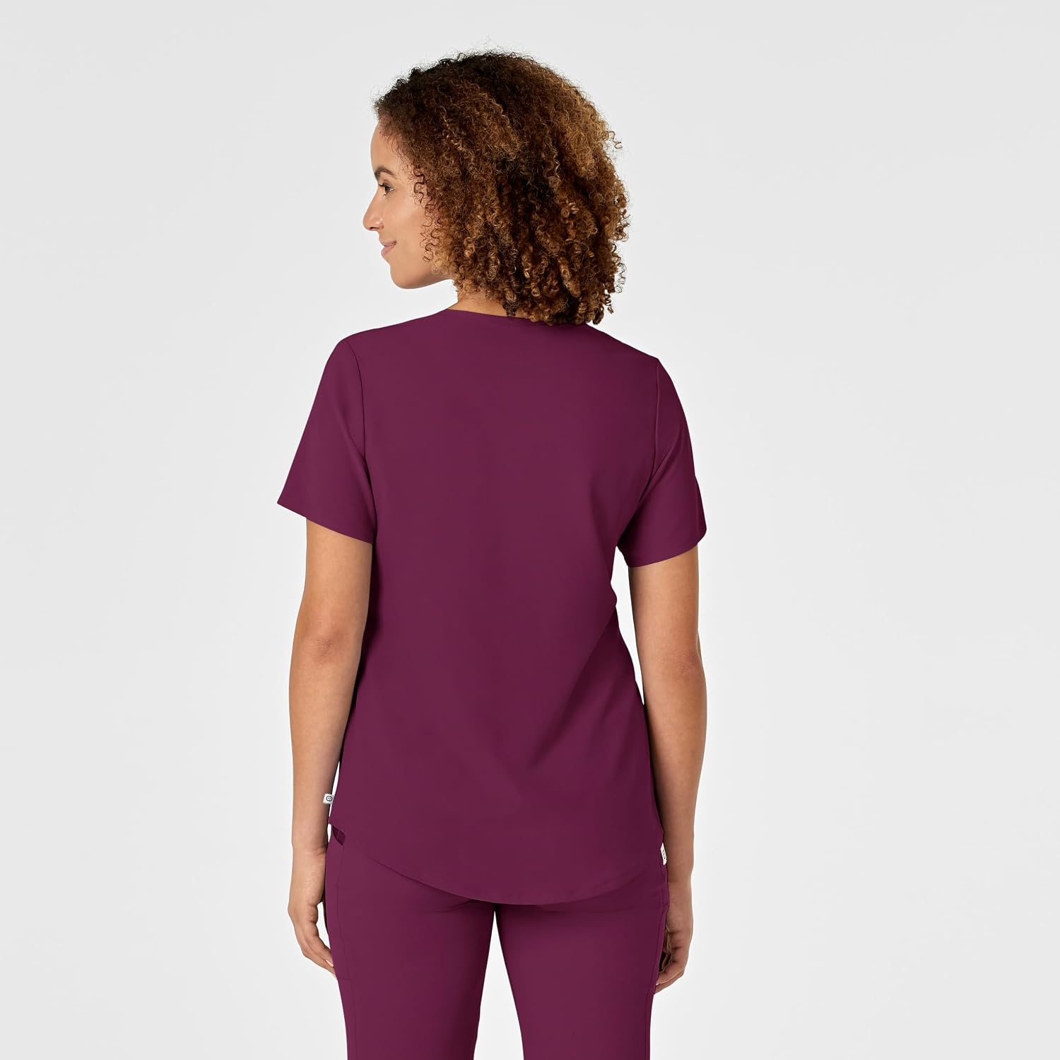 WonderWink Womens V-Neck Top Medical Scrubs, Wine, Small US