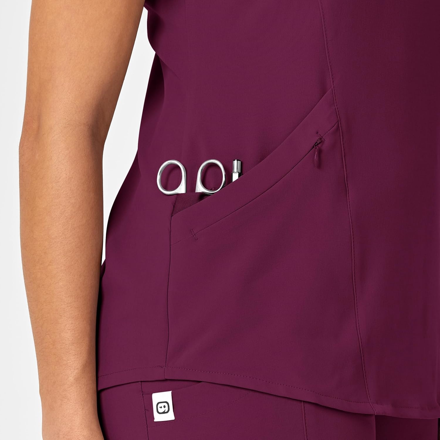 WonderWink Womens V-Neck Top Medical Scrubs, Wine, Small US