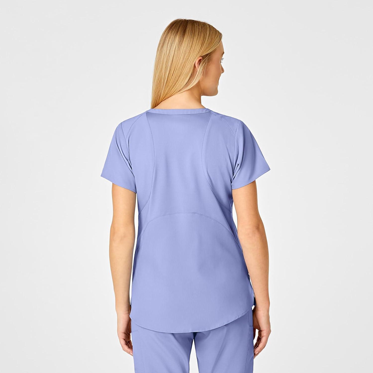 WonderWink Women’s Flex-Back Stylized V-Neck Top(Ceil Blue)