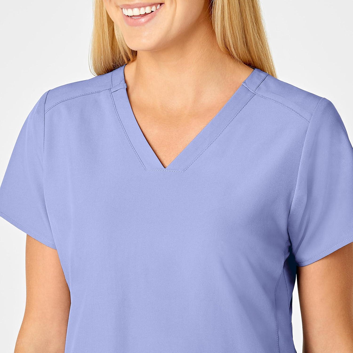 WonderWink Women’s Flex-Back Stylized V-Neck Top(Ceil Blue)