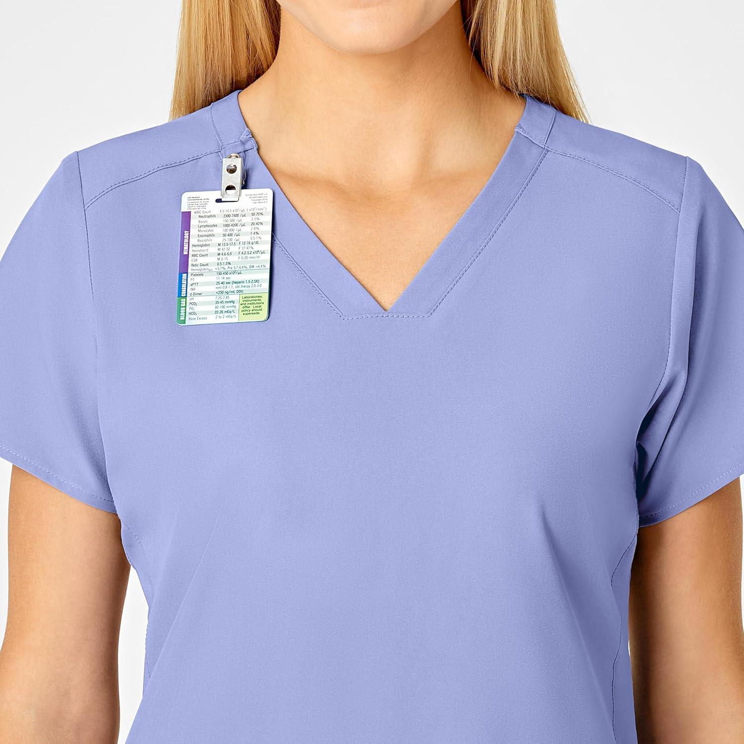 WonderWink Women’s Flex-Back Stylized V-Neck Top(Ceil Blue)
