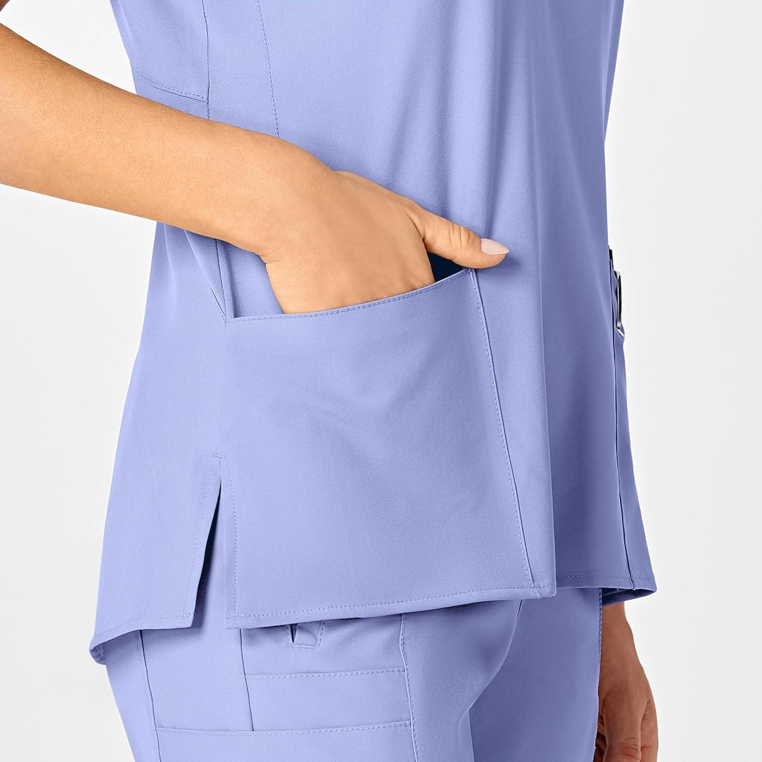 WonderWink Women’s Flex-Back Stylized V-Neck Top(Ceil Blue)