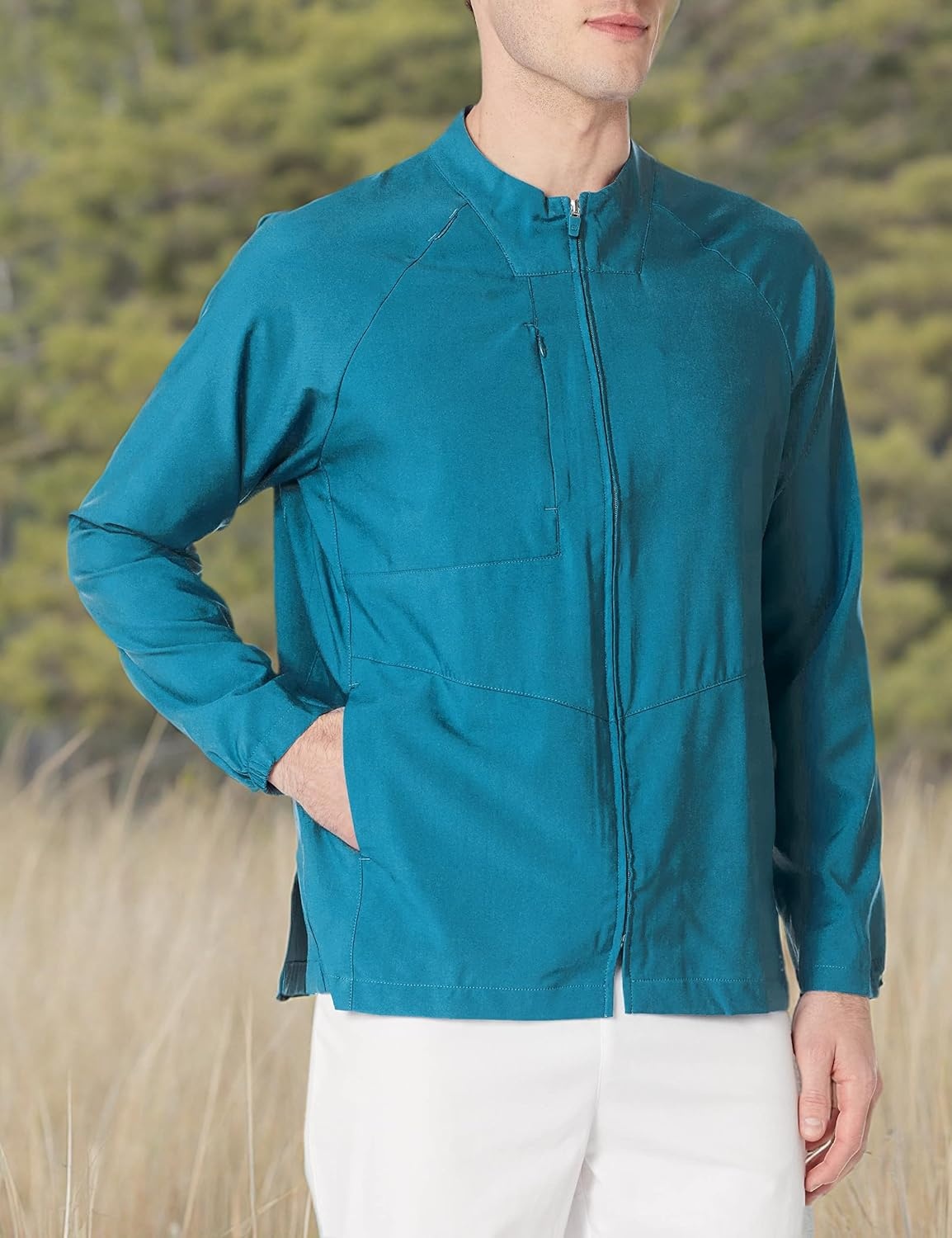 WINK W123 Men’s Zip Front Warm Up Jacket(Caribbean Blue)