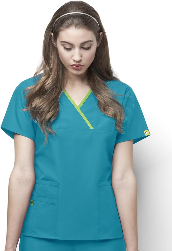 WonderWink Women’s Origins Charlie Scrub Top(Real Teal)