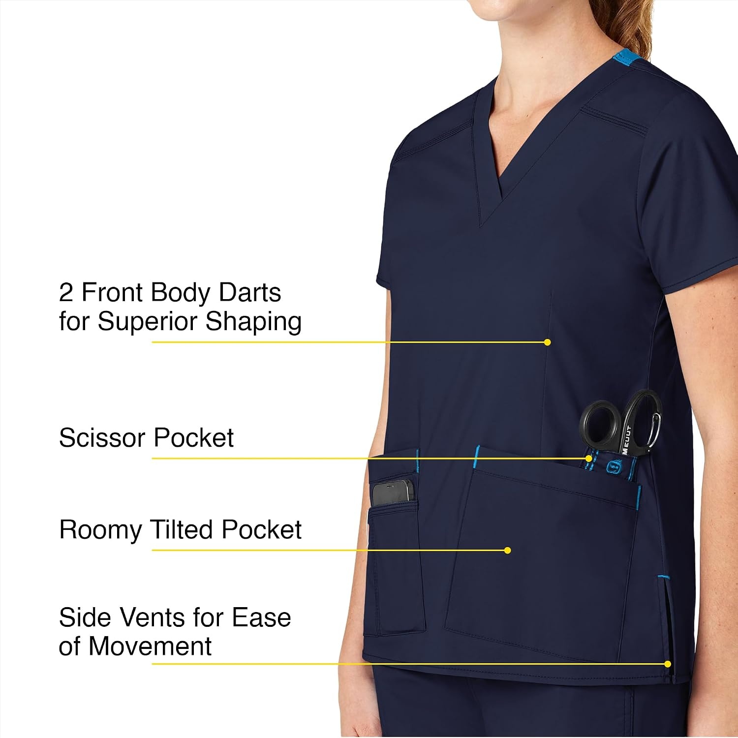 Wink WonderFLEX Women’s Verity V-Neck Scrub Top(Navy)