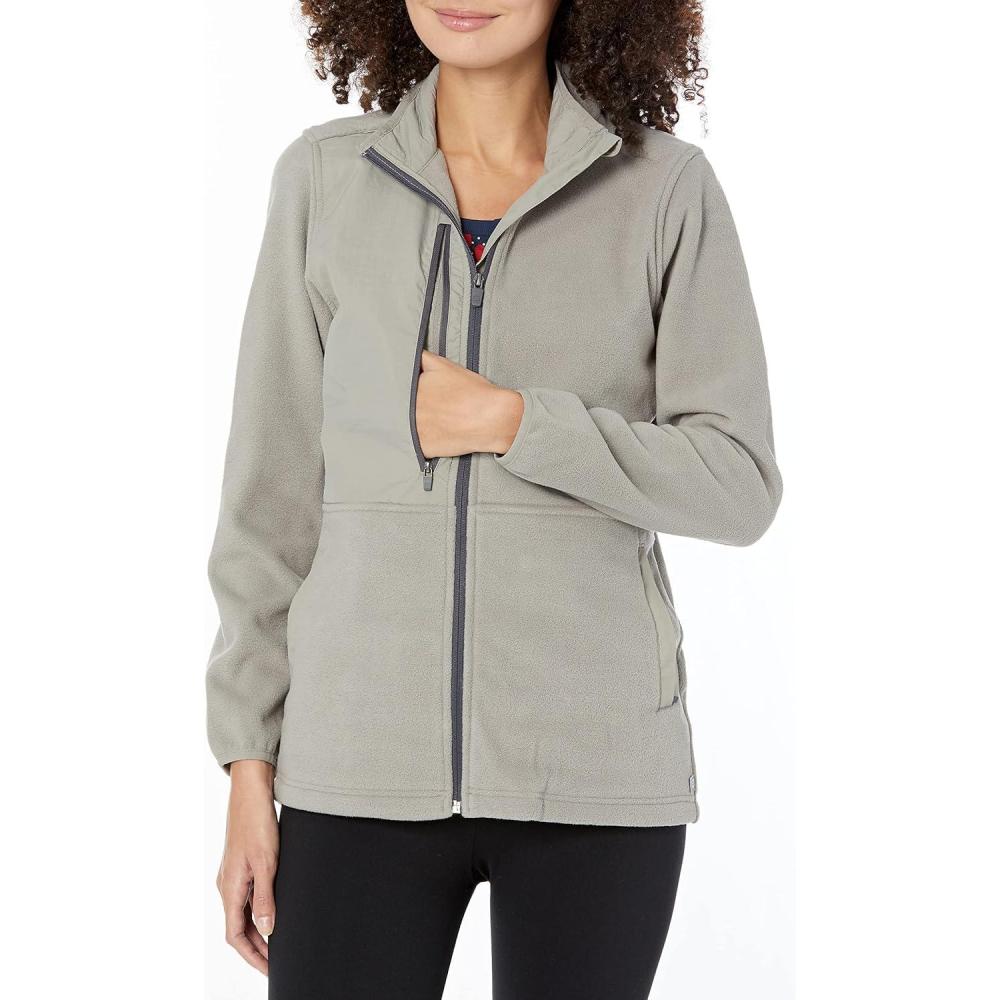WonderWink womens Micro-fleece Zip Jacket(Taupe)