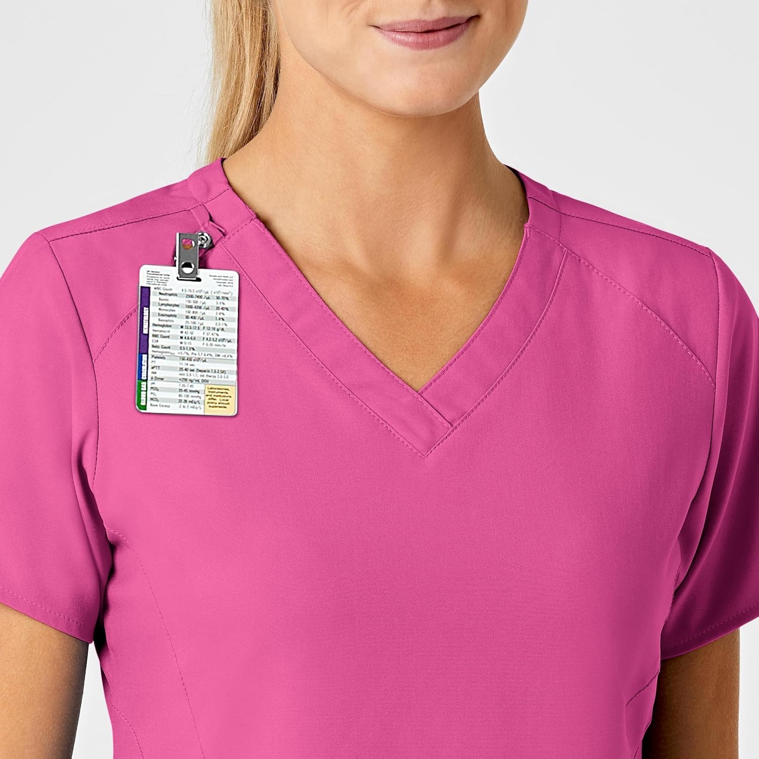 WonderWink Women’s Plus-Size Women’s Stylized V-Neck Top Shirt, Hot Pink, 4-XLarge