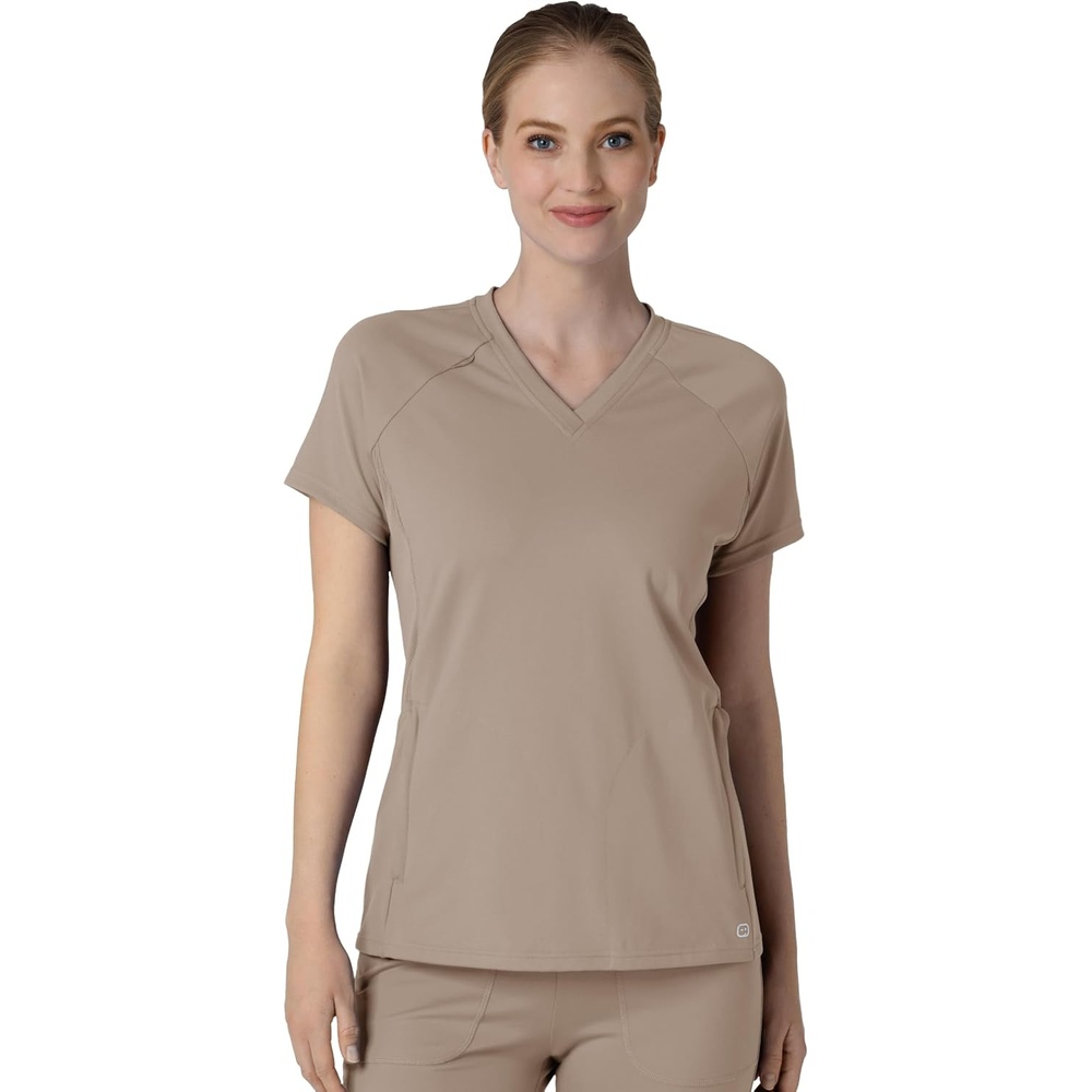 Wink Renew Knit Women’s Flex-n-Reach V-Neck Raglan Scrub Top(Haze)