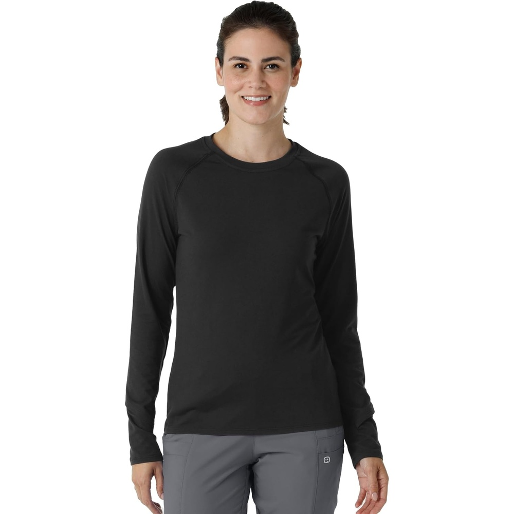 Wink Layers Women’s Watch Window Long Sleeve Underscrub Top(Black)