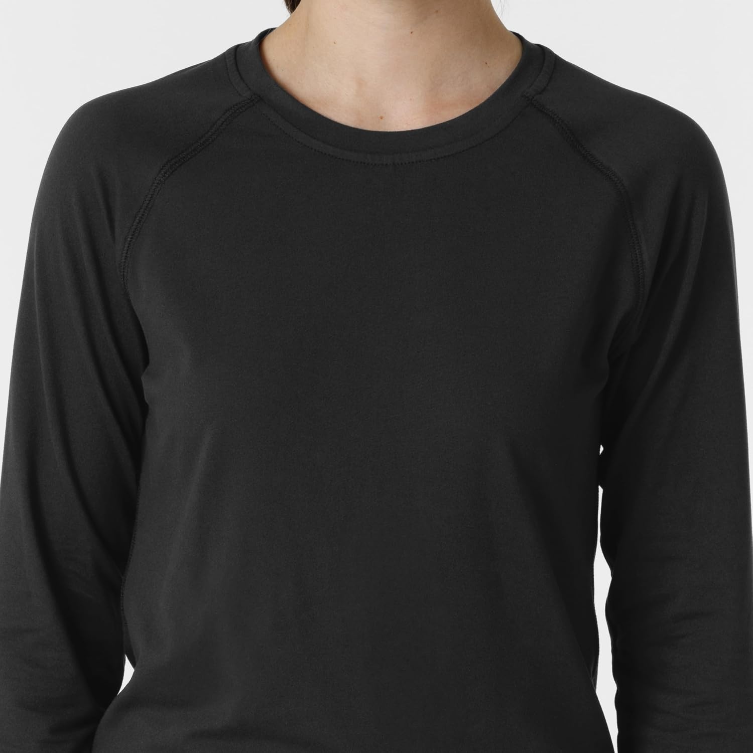 Wink Layers Women’s Watch Window Long Sleeve Underscrub Top(Black)