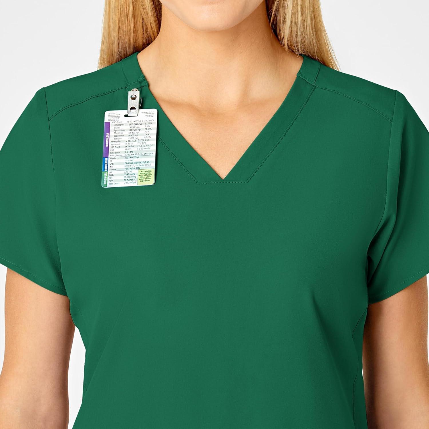 WonderWink Women’s Flex-Back Stylized V-Neck Top(Hunter Green)