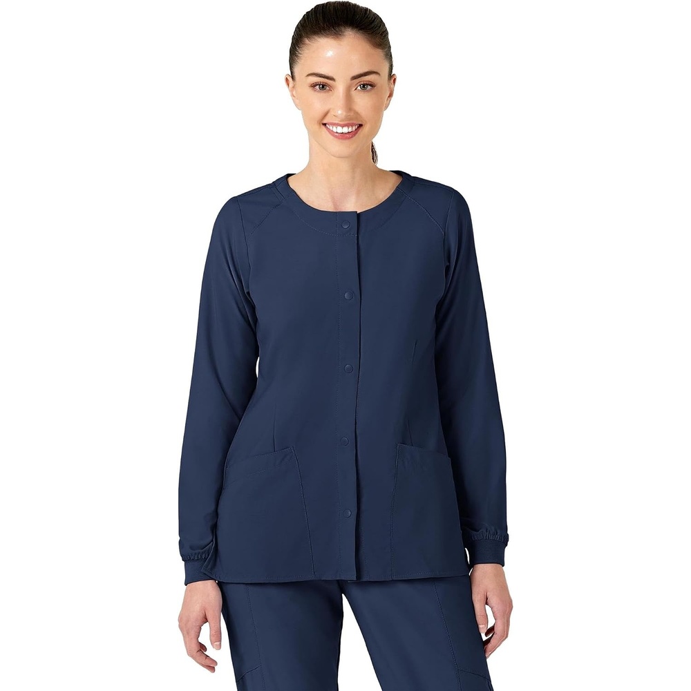 Wink W123 Women’s Crew Neck Warm Up Jacket(Navy)