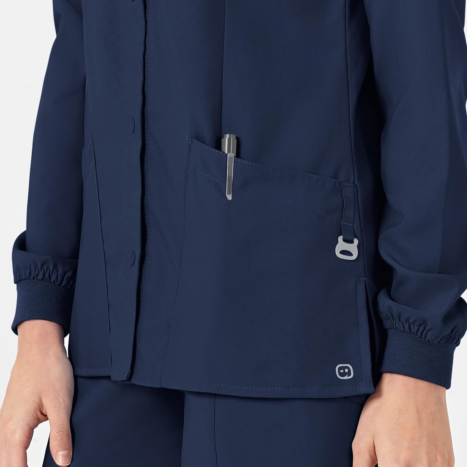 Wink W123 Women’s Crew Neck Warm Up Jacket(Navy)