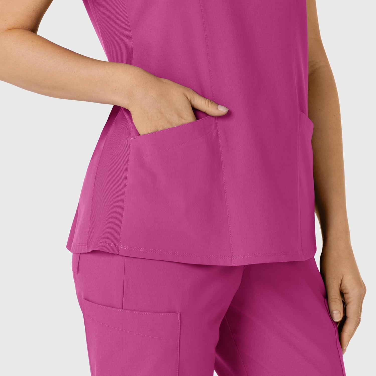 WINK Women’s Women’s Flex-n-reach Side Panel V-neck Scrub Top(Raspberry)