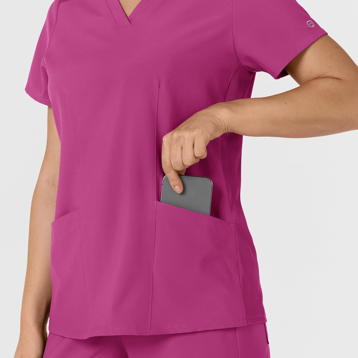 WINK Women’s Women’s Flex-n-reach Side Panel V-neck Scrub Top(Raspberry)