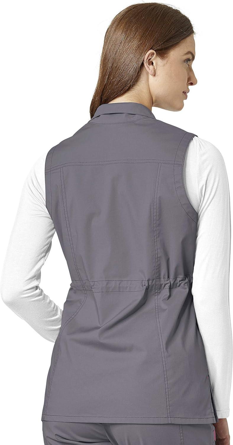 WonderWink womens Womens Utility Zip Front Fashion VestVest(Pewter)