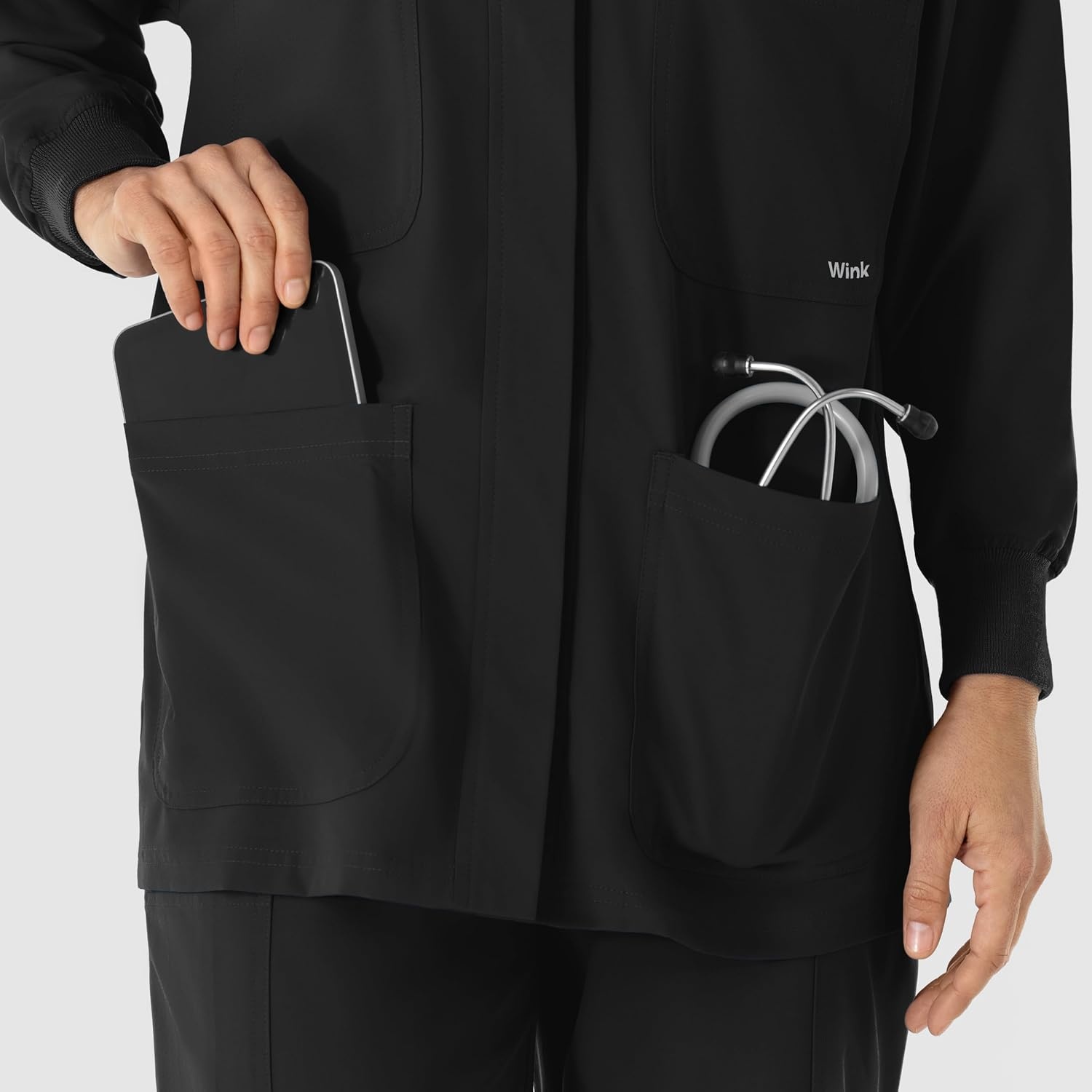 WINK Women’s Women’s Scrub Shirt Jacket(Black)