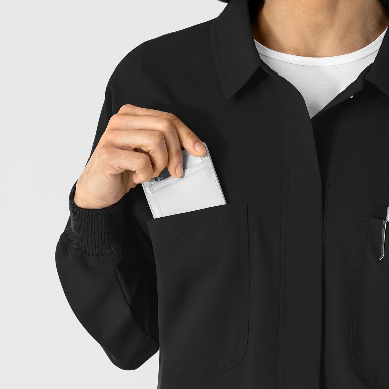 WINK Women’s Women’s Scrub Shirt Jacket(Black)