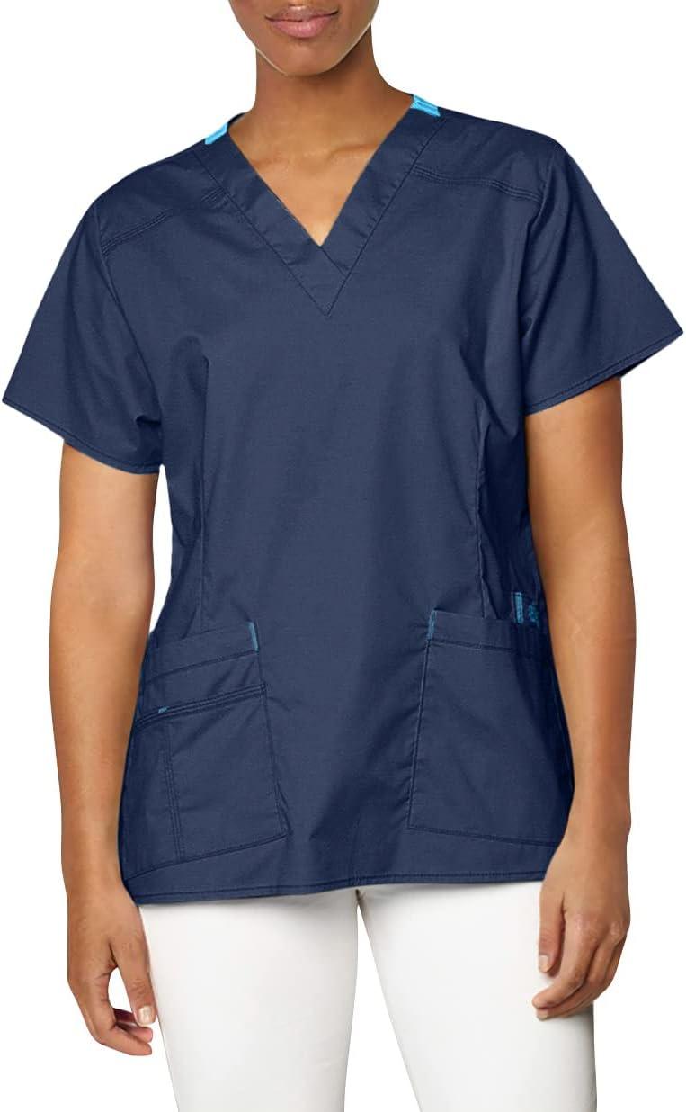 WonderWink Women’s Wonderflex Verity Scrub Top, Navy, X-Small