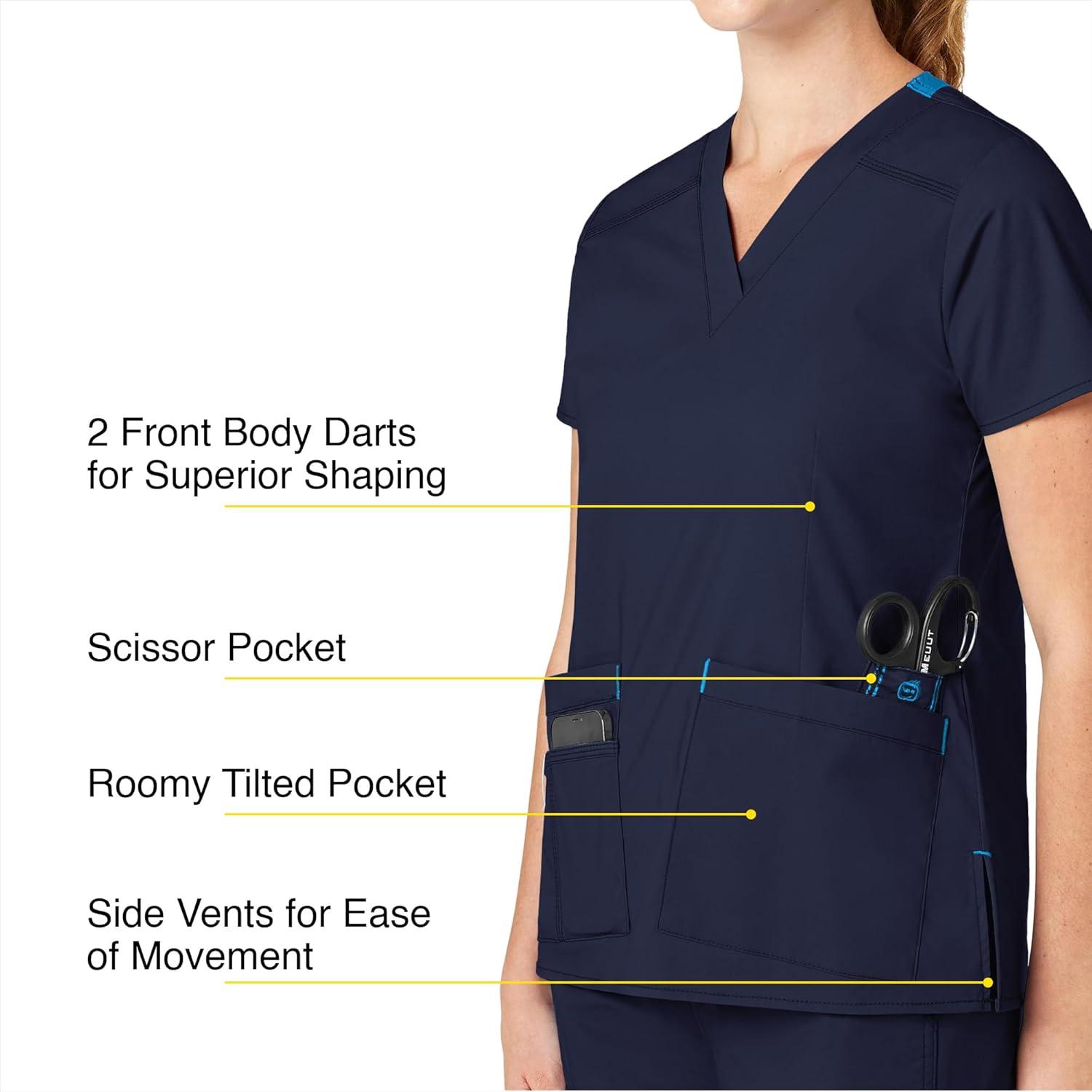 WonderWink Women’s Wonderflex Verity Scrub Top, Navy, X-Small