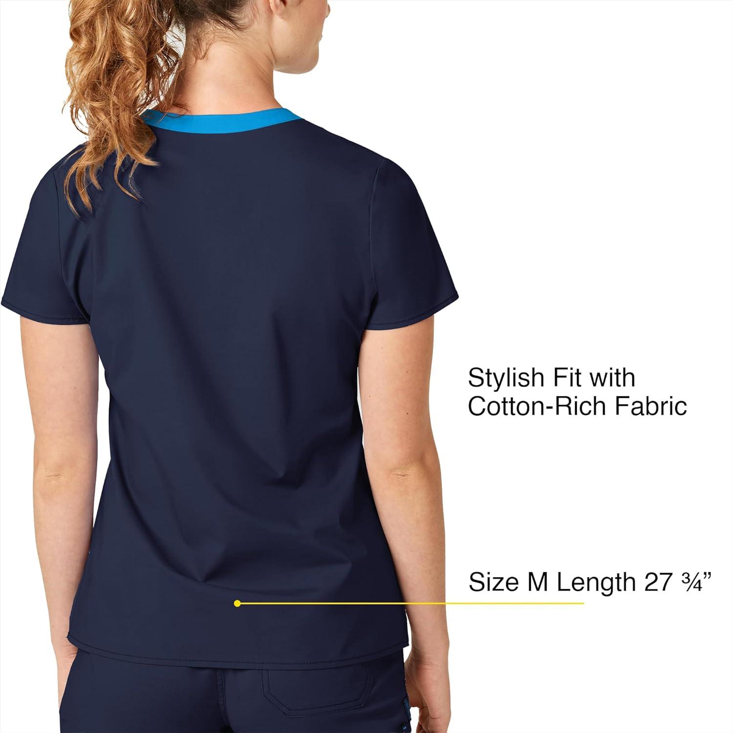 WonderWink Women’s Wonderflex Verity Scrub Top, Navy, X-Small