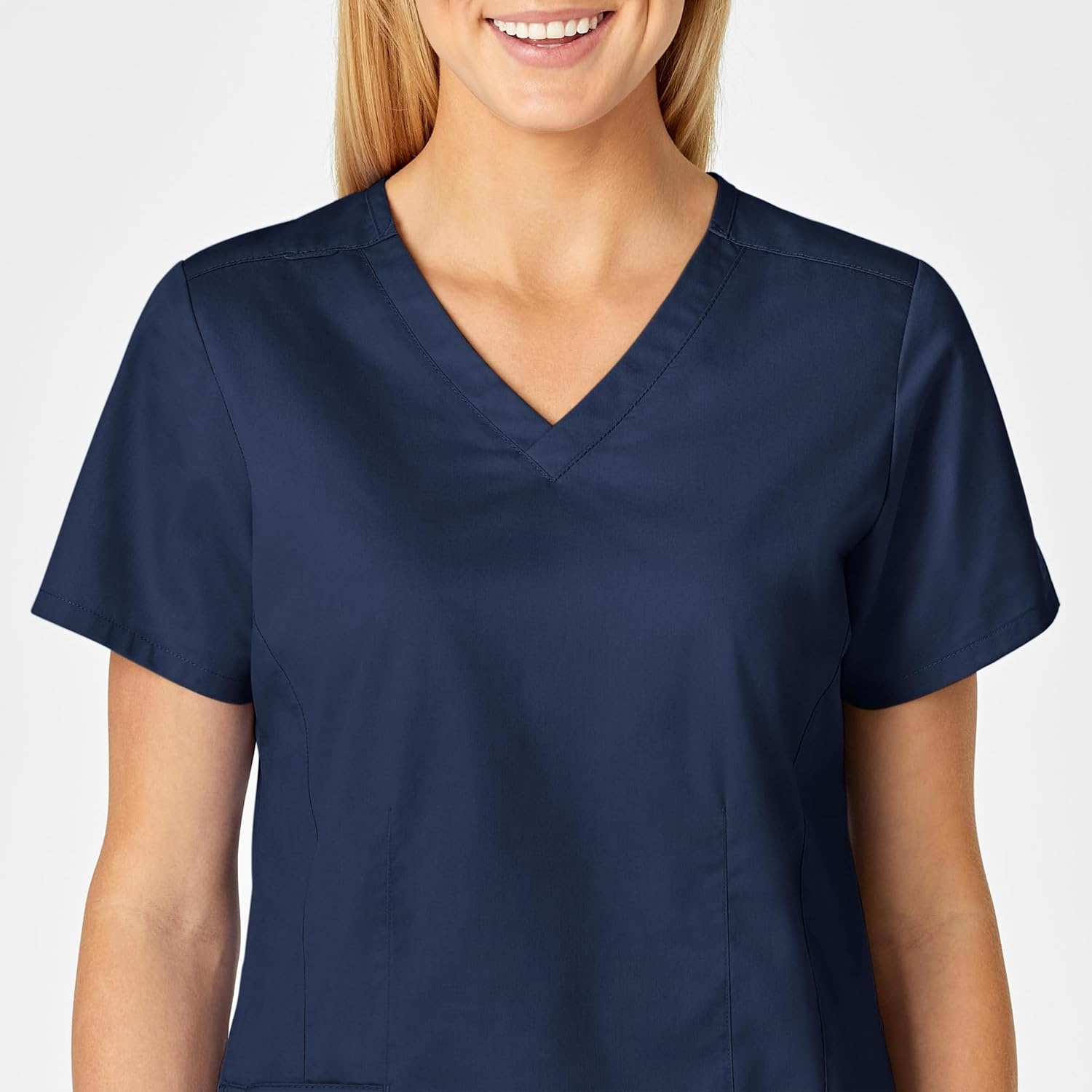 WINK WonderWORK Women’s Shaped V-Neck Scrub Top(Navy)