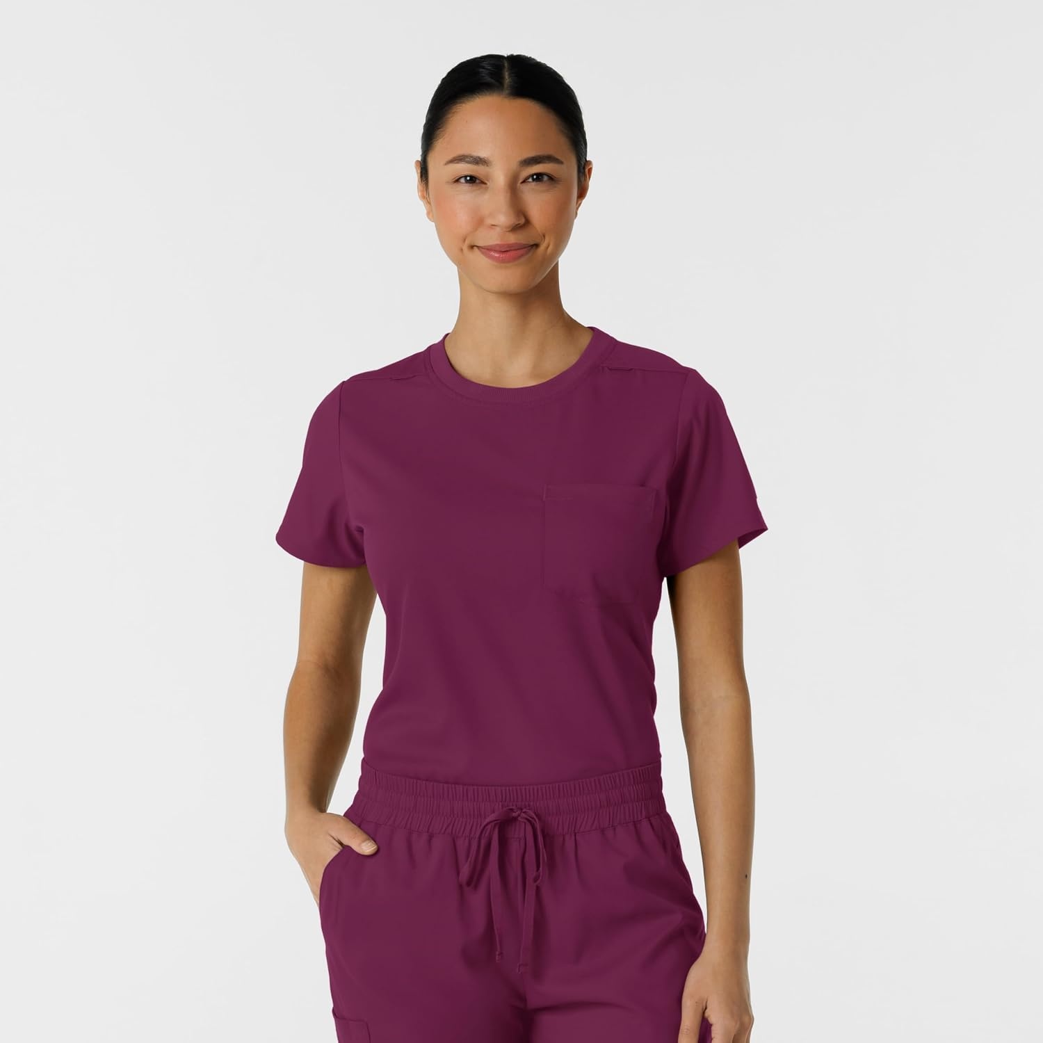 Wink Scrubs for Women, Boundless, Classic Tee with 1 Pocket(Wine)