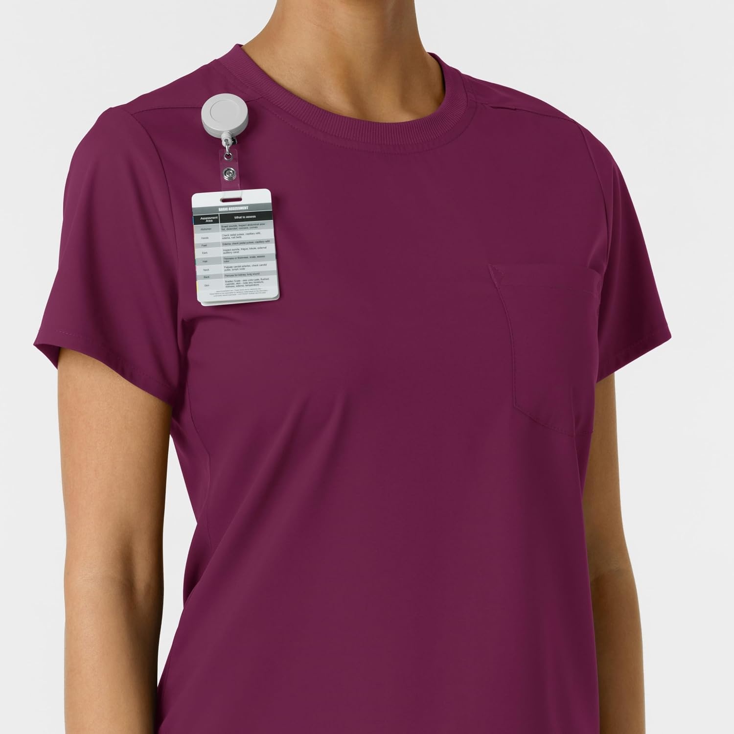 Wink Scrubs for Women, Boundless, Classic Tee with 1 Pocket(Wine)