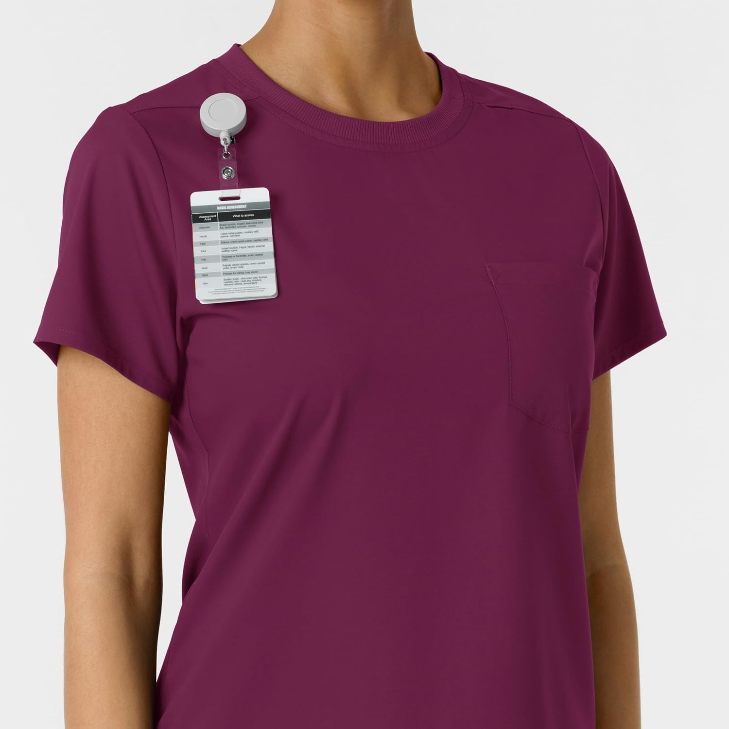 Wink Scrubs for Women, Boundless, Classic Tee with 1 Pocket(Wine)