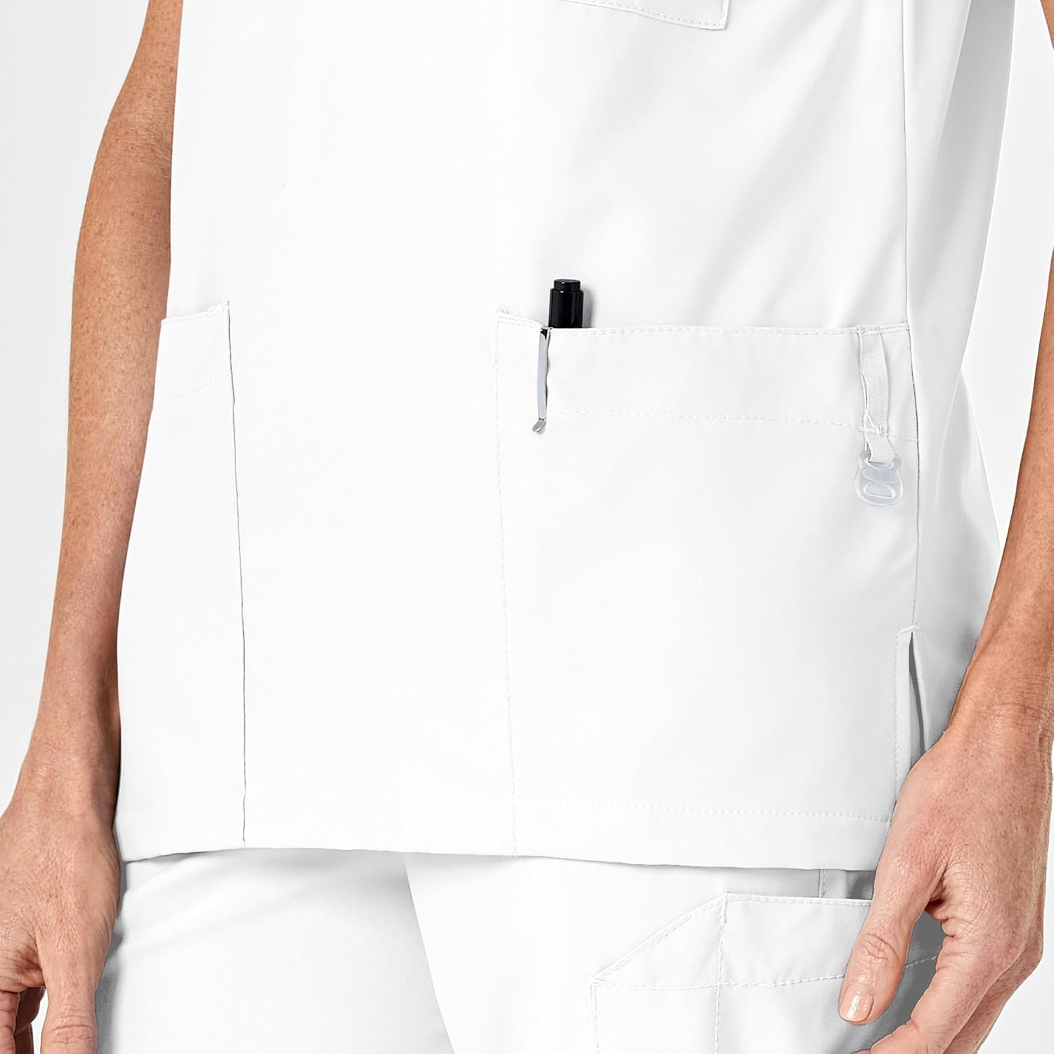 Wink W123 Unisex 4 Pocket Utility Scrub Top(White)