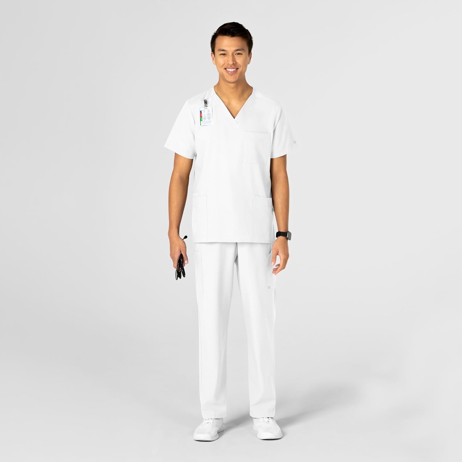 Wink W123 Unisex 4 Pocket Utility Scrub Top(White)
