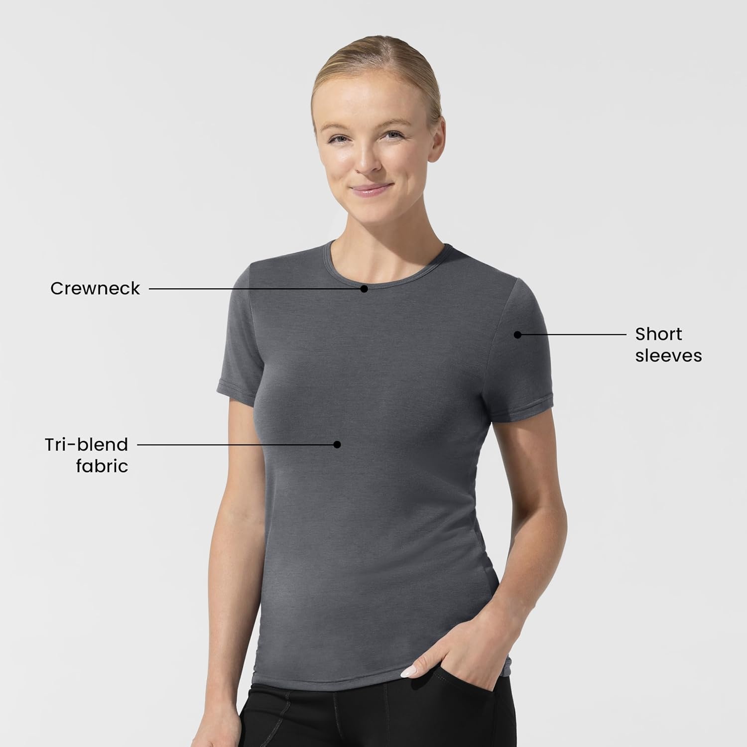 Wink Layers Women’s Short Sleeve Essential Tee(Pewter)