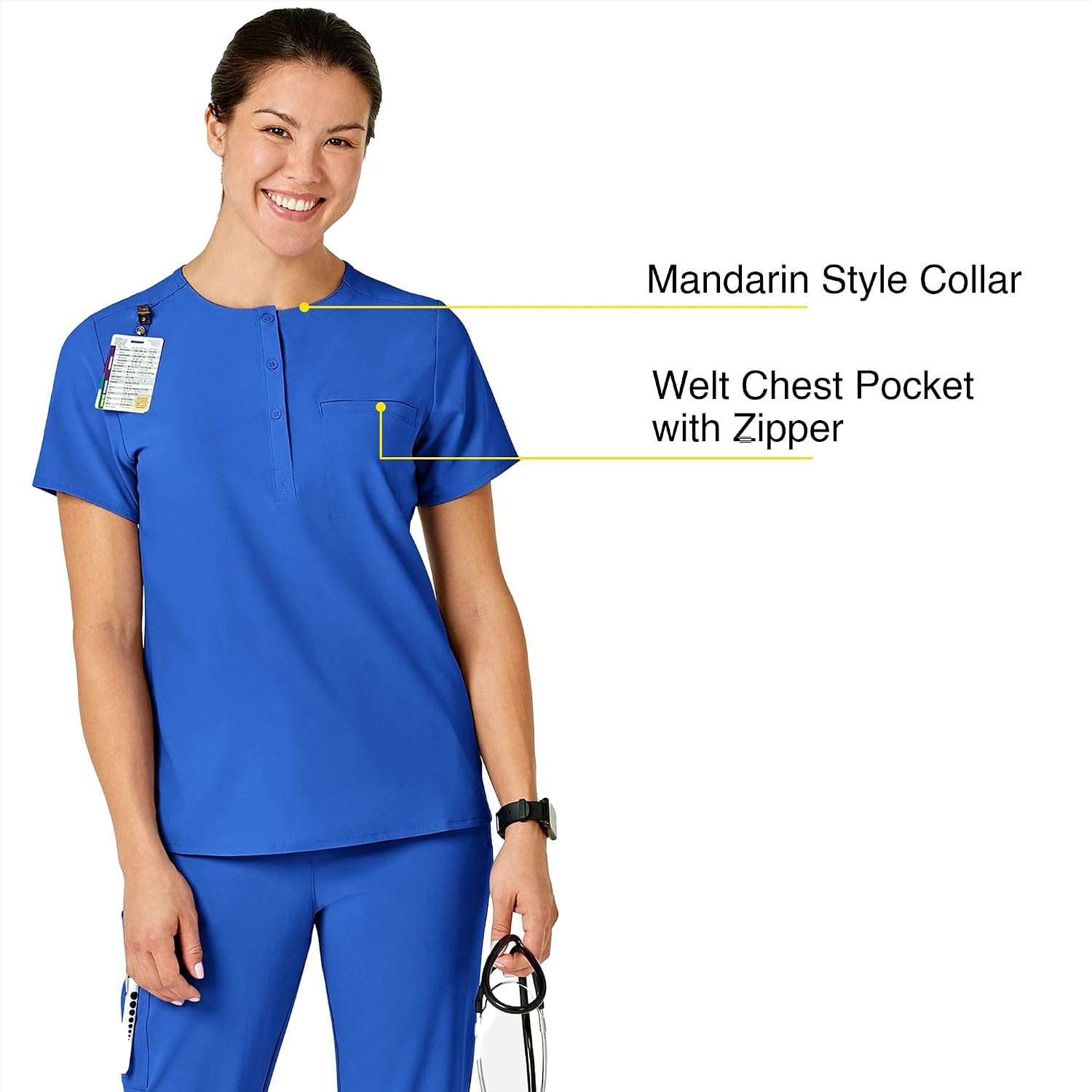 Wink Renew Women’s Mandarin Collar Tuck-in Scrub Top(Royal)