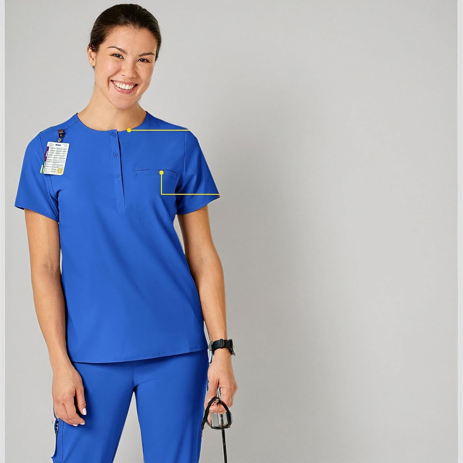 Wink Renew Women’s Mandarin Collar Tuck-in Scrub Top(Royal)