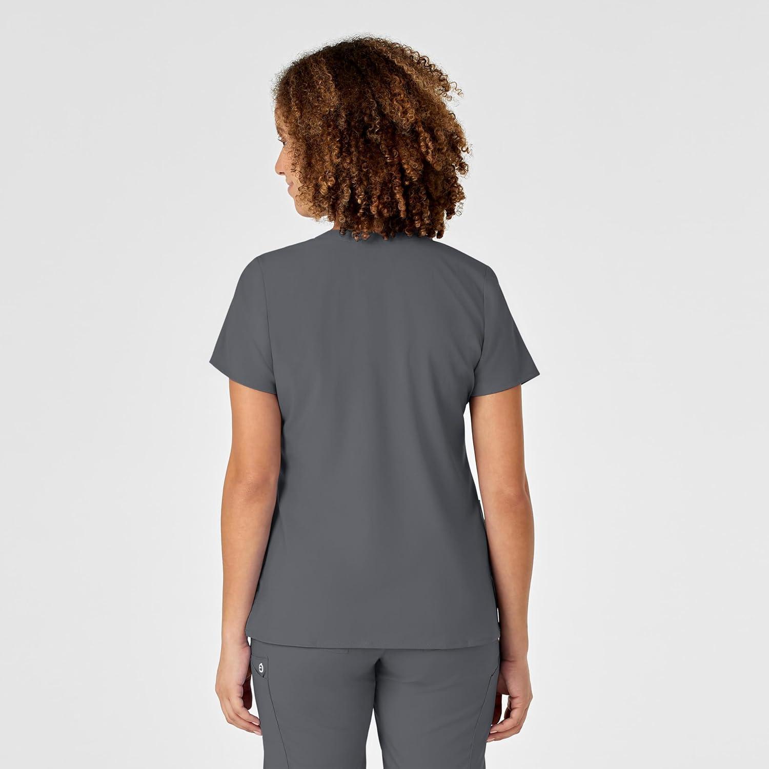 WonderWink Women’s Wonderwork Women’s Mock Wrap Scrub Top(Pewter)