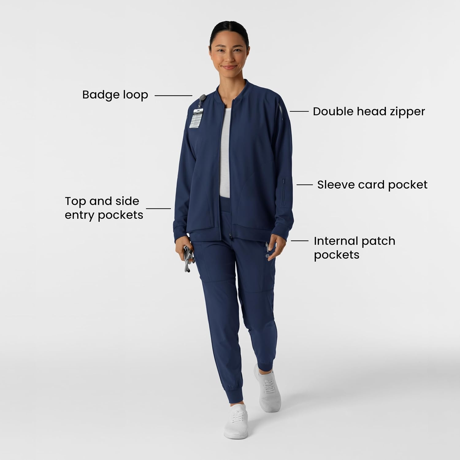 WINK Layers Women’s Bomber Scrub Jacket(Navy)