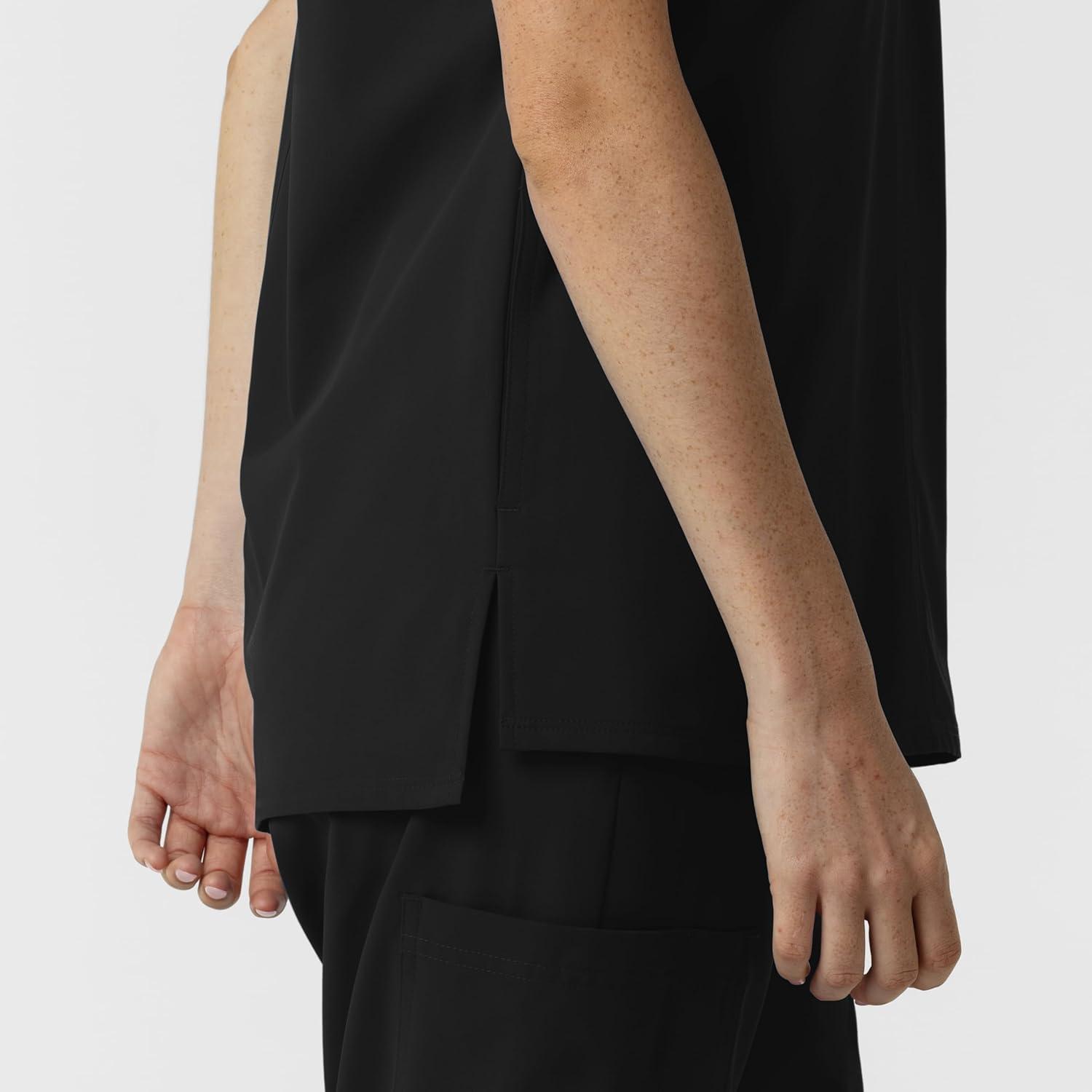 Wink Women’s Women’s Drop Shoulder Tunic Scrub Top(Black)