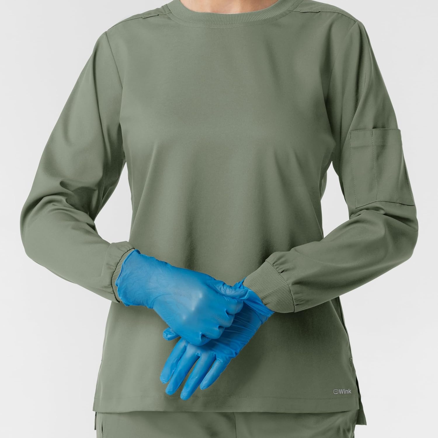 Wink Women’s Women’s Classic Long Sleeve Scrub Tee(Sage)