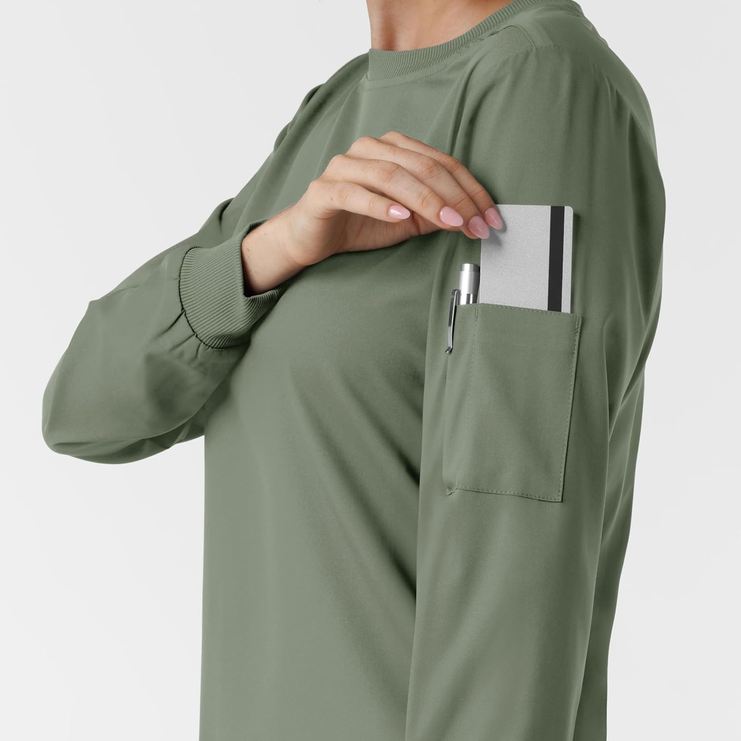 Wink Women’s Women’s Classic Long Sleeve Scrub Tee(Sage)
