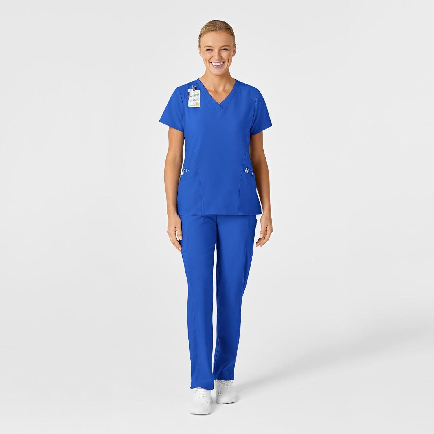 WonderWink Women’s Flex-Back Stylized V-Neck Top(Royal)