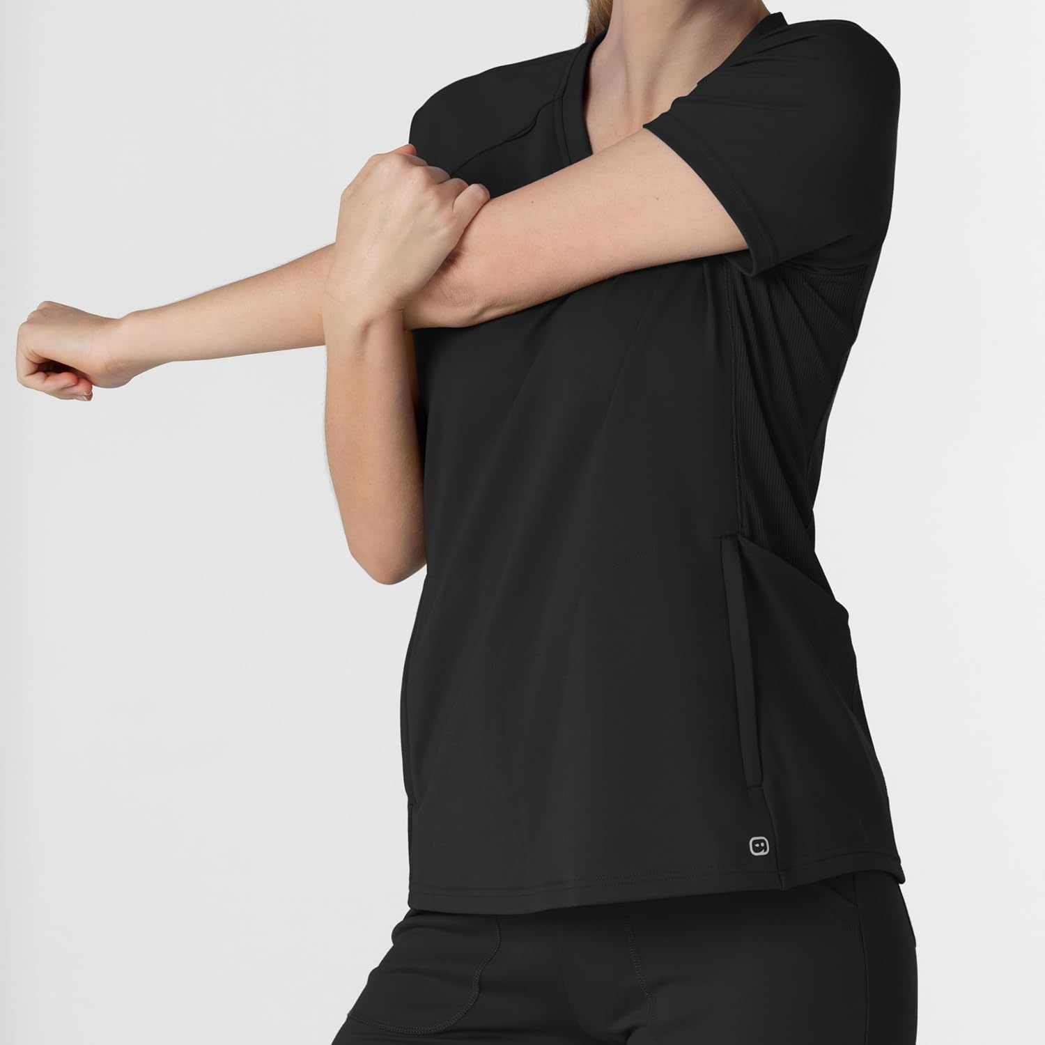 Wink Renew Knit Women’s Flex-n-Reach V-Neck Raglan Scrub Top(Black)