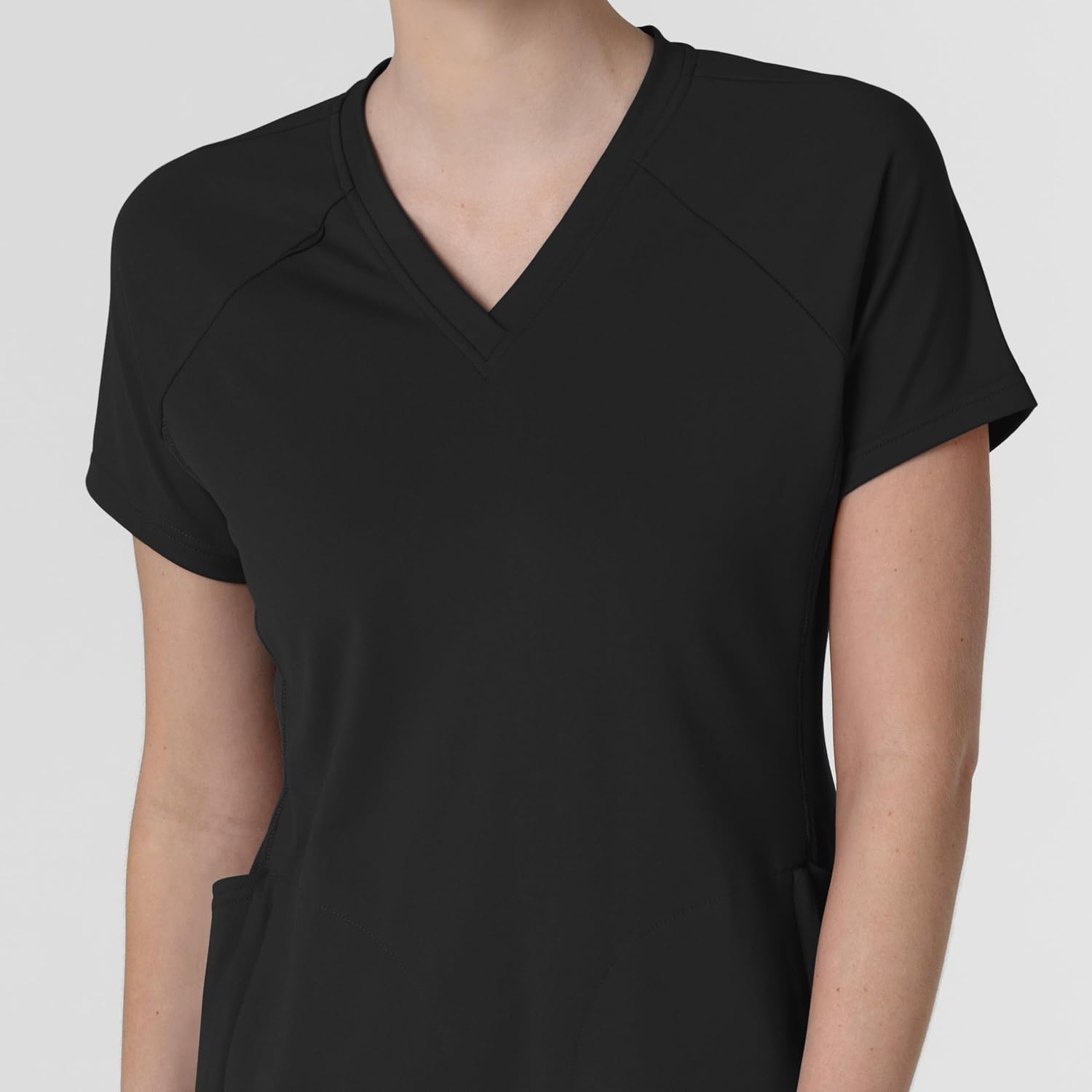 Wink Renew Knit Women’s Flex-n-Reach V-Neck Raglan Scrub Top(Black)