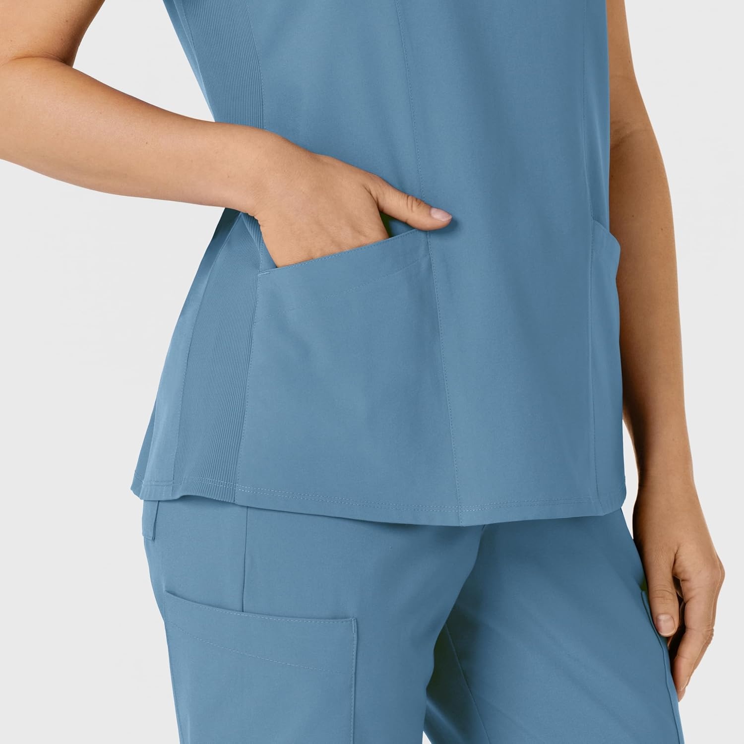 WINK Women’s Women’s Flex-n-reach Side Panel V-neck Scrub Top(Pacific Blue)