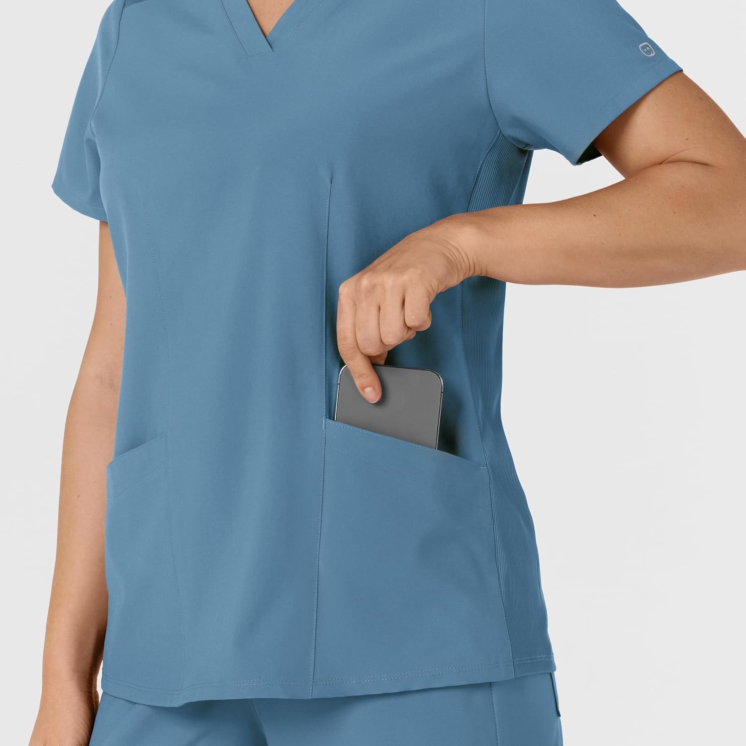 WINK Women’s Women’s Flex-n-reach Side Panel V-neck Scrub Top(Pacific Blue)