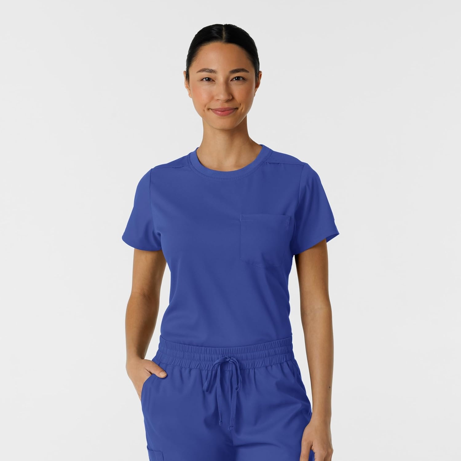Wink Scrubs for Women, Boundless, Classic Tee with 1 Pocket(Galaxy Blue)